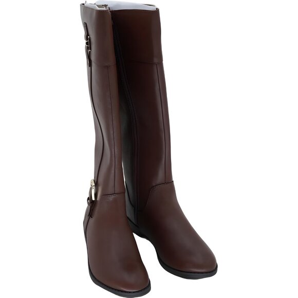 Karen Scott Deliee Riding Boots Cognac Knee-High Zip Buckle Women's US 5 - Picture 1 of 6
